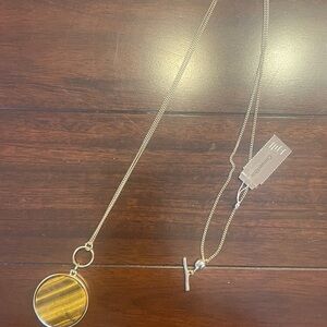 NWT J. Jill Gold & Brown / Green Reversible & Adjustable Pendant Necklace